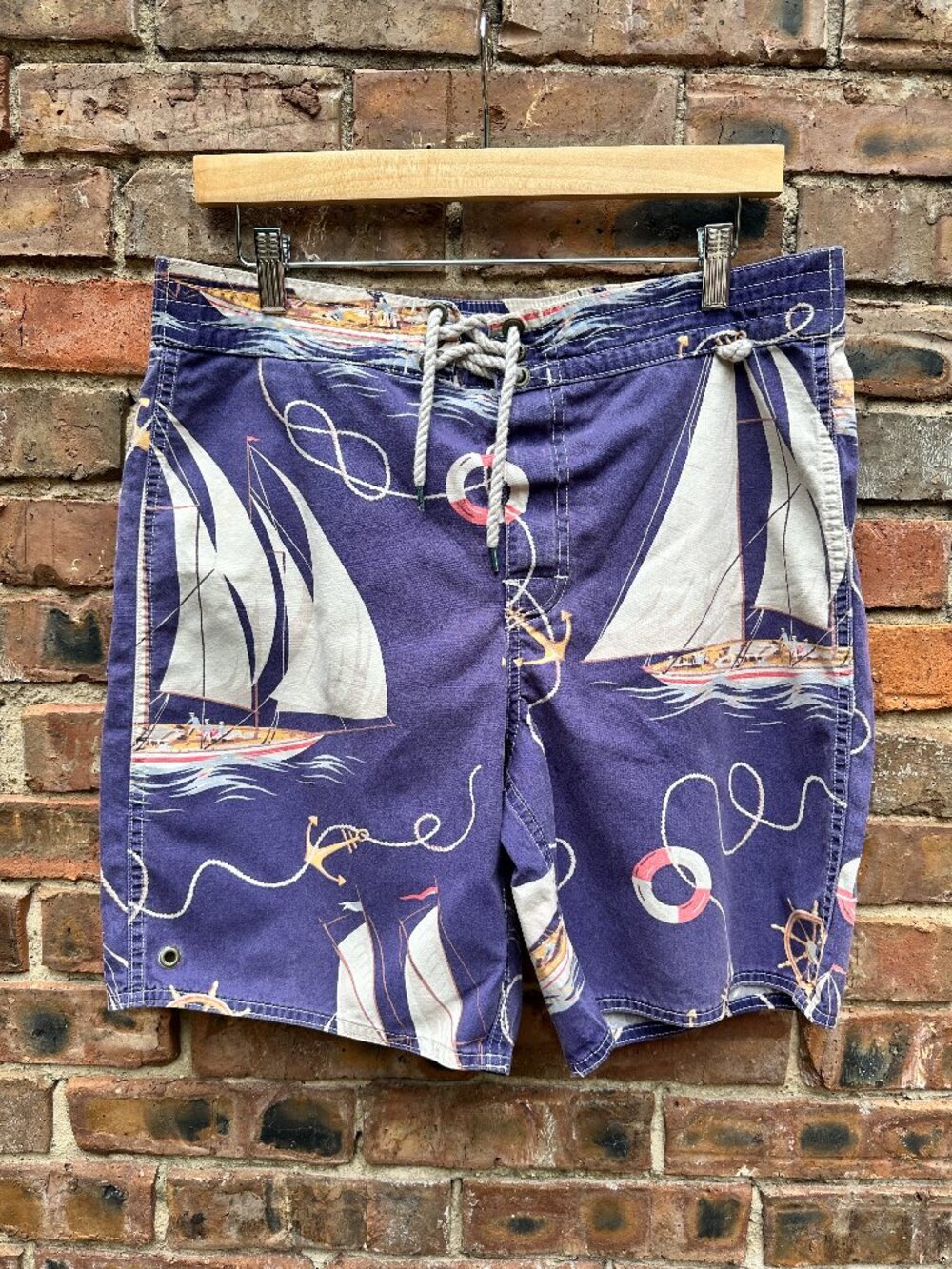 Vintage Polo Ralph Lauren Purple Nautical Board Shorts Swim Trunks Med